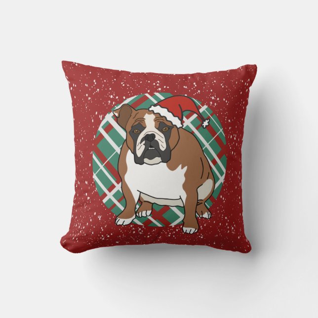 Engels Bulldog Christmas Kussen (Voorkant)