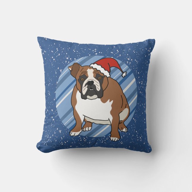 Engels Bulldog Christmas Kussen (Voorkant)