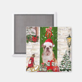 Engels Bulldog Christmas Magneet (Voorkant / Achterkant)
