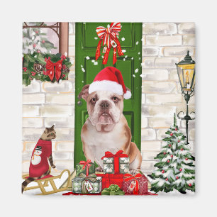 Engels Bulldog Christmas Magneet