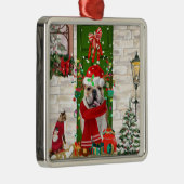 Engels Bulldog Christmas Metalen Ornament (Rechts)