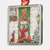 Engels Bulldog Christmas Metalen Ornament (Links)