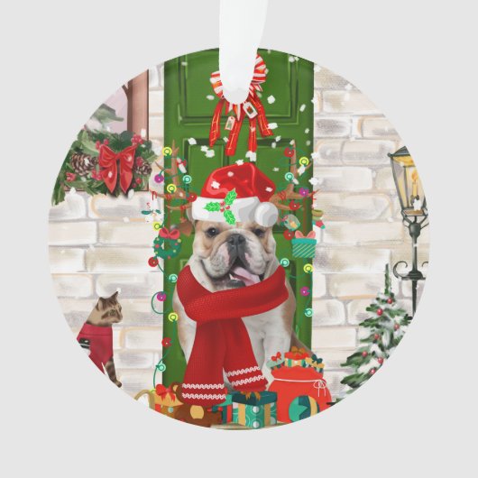 Engels Bulldog Christmas Ornament (voorkant)