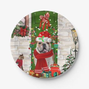 Engels Bulldog Christmas Papieren Bordje