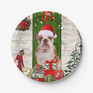 Engels Bulldog Christmas Papieren Bordje