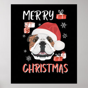 Engels Bulldog Christmas Poster