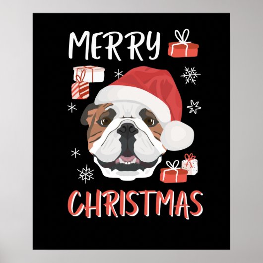 Engels Bulldog Christmas Poster (Voorkant)