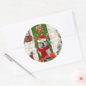 Engels Bulldog Christmas Ronde Sticker (Envelop)