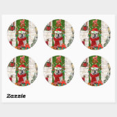 Engels Bulldog Christmas Ronde Sticker (Vel)