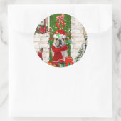 Engels Bulldog Christmas Ronde Sticker (Tas)