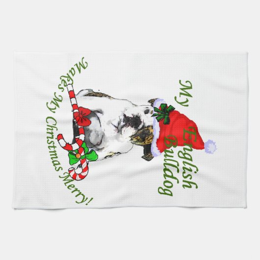 Engels Bulldog Christmas Theedoek (Horizontaal)