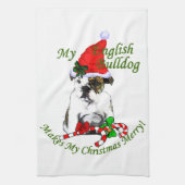 Engels Bulldog Christmas Theedoek (Verticaal)