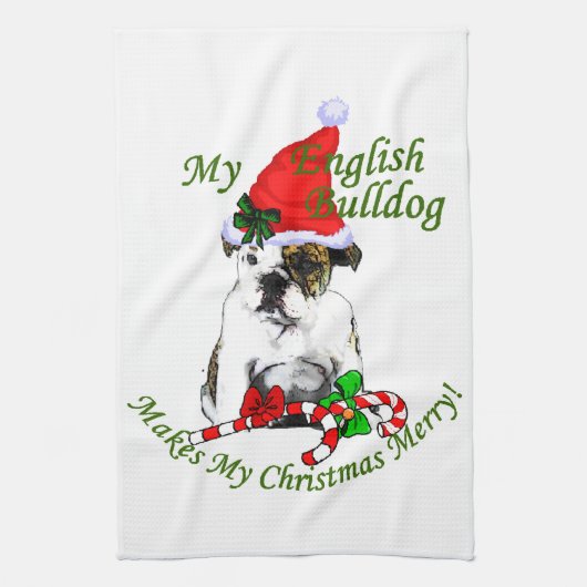 Engels Bulldog Christmas Theedoek (Verticaal)