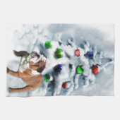 Engels Bulldog Christmas Theedoek (Horizontaal)