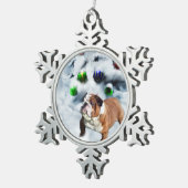 Engels Bulldog Christmas Tin Sneeuwvlok Ornament (Rechts)