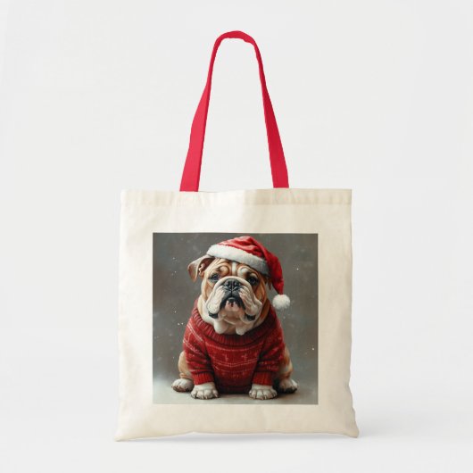Engels Bulldog Christmas Tote Bag (Voorkant)