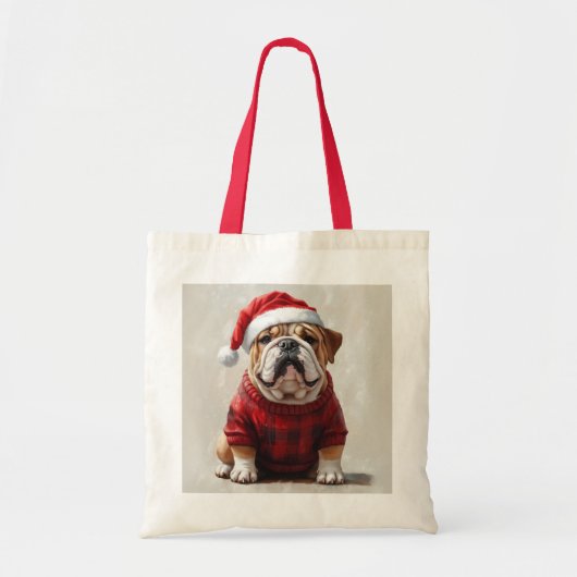 Engels Bulldog Christmas Tote Bag (Voorkant)