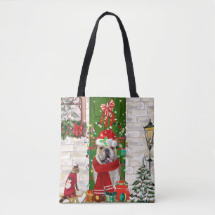 Engels Bulldog Christmas Tote Bag