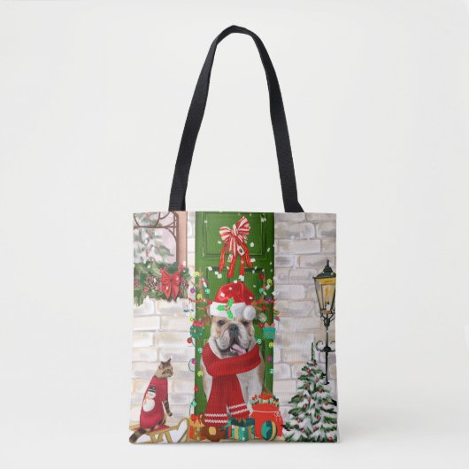 Engels Bulldog Christmas Tote Bag (Voorkant)