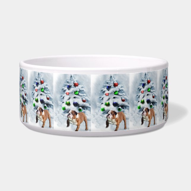 Engels Bulldog Christmas Voerbakje (Voorkant)