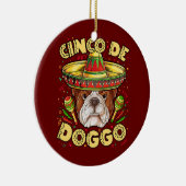 Engels Bulldog Cinco de Doggo Mayo Mexican Keramisch Ornament (Rechts)