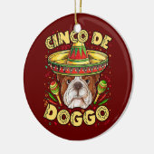 Engels Bulldog Cinco de Doggo Mayo Mexican Keramisch Ornament (Links)