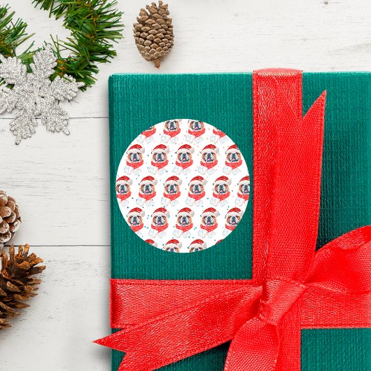 Engels Bulldog Dog Breed Christmas Ronde Sticker
