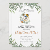 Engels Bulldog Dog Greenery Boho Baby shower Kaart (Voorkant / Achterkant)
