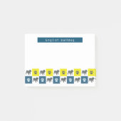 Engels Bulldog Dog & Paw Yellow & Blue Grid Post-it® Notes (Voorkant)