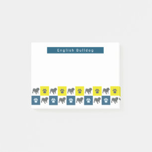 Engels Bulldog Dog & Paw Yellow & Blue Grid Post-it® Notes