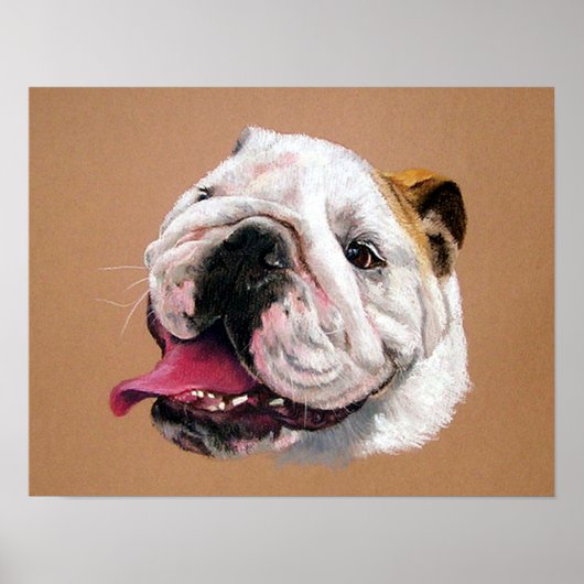 Engels Bulldog Dog Portrait Poster Print (Voorkant)