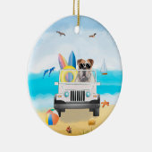 engels bulldog Drift op strand Keramisch Ornament (Rechts)