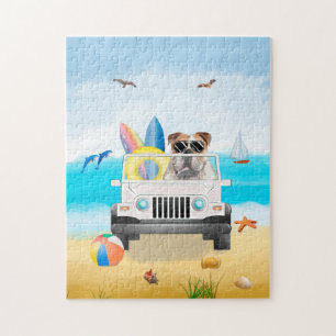 engels bulldog Drift op strand Legpuzzel