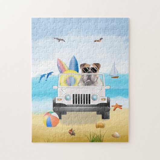 engels bulldog Drift op strand Legpuzzel (Verticaal)