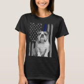 ENGELS BULLDOG - FLAG American Thin Blue Line USA T-shirt (Voorkant)