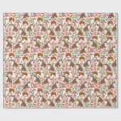 Engels Bulldog  florale hondpatroon Cadeaupapier (Vlak)