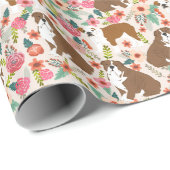 Engels Bulldog  florale hondpatroon Cadeaupapier (Rol Hoek)