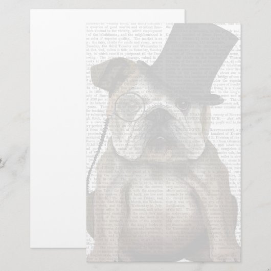 Engels Bulldog, Formal Hound and Pet Briefpapier (Voorkant / Achterkant)