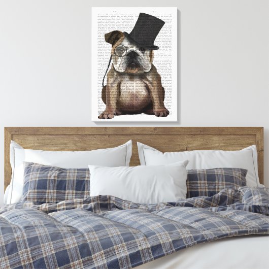 Engels Bulldog, Formal Hound and Pet Canvas Afdruk (Insitu (Slaapkamer))