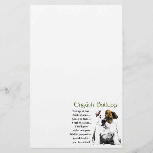 Engels Bulldog Heritage of Love Briefpapier (Voorkant)