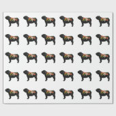 Engels Bulldog Hondenras Boho Floral Silhouette Cadeaupapier (Vlak)