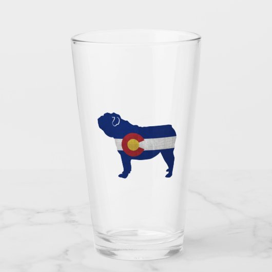 Engels Bulldog Hondenras Colorado Flag Glas (Voorkant)