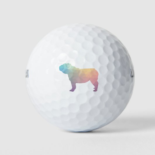 Engels Bulldog Hondenras Geo Silhouette Pastel Golfballen (Voorkant)