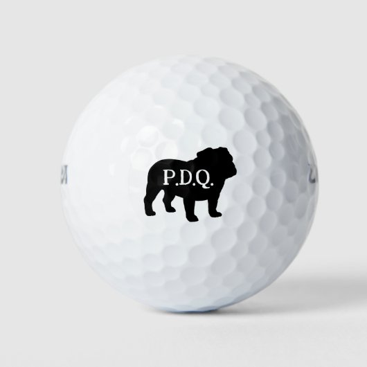 Engels bulldog Hondenras silhouet aangepaste tekst Golfballen (Voorkant)