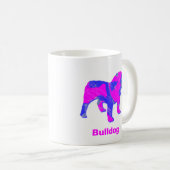 Engels Bulldog Hot Pink & Blue Abstract White Cof Koffiemok (Voorkant rechts)