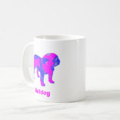 Engels Bulldog Hot Pink & Blue Abstract White Cof Koffiemok (Voorkant links)