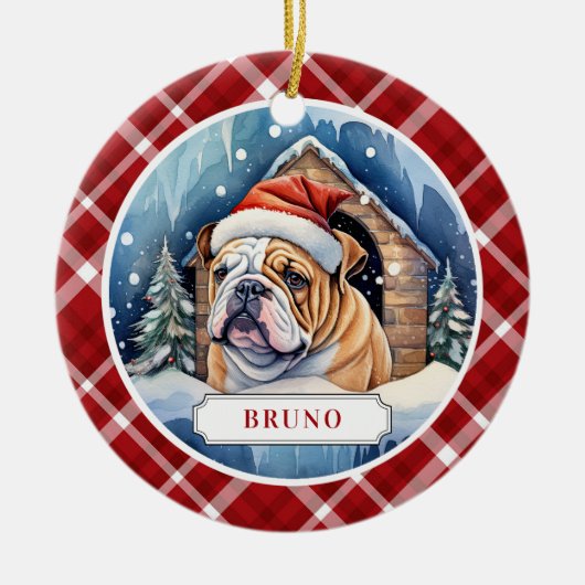 Engels Bulldog keramische cirkel Ornament (Voorkant)