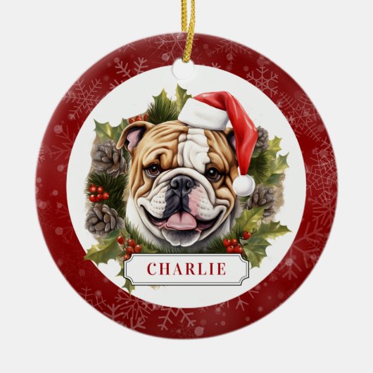 Engels Bulldog keramische cirkel Ornament (Voorkant)