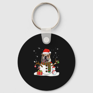 Engels Bulldog Kerst Pyjama Snowman Hondenliefhebb Sleutelhanger
