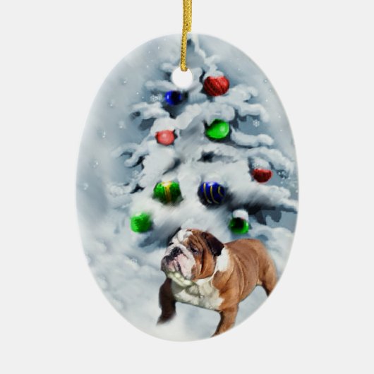Engels Bulldog kerstcadeaus Ornament (Voorkant)